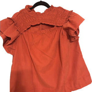 NWOT 3XL Women's Ruffled Key-Hole Orange Top